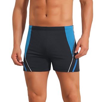 Color Block Swimwear Shorts for Men's Adjustable Drawstring Pool Swimming Shorts