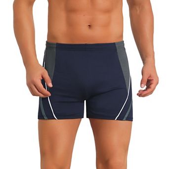 Color Block Swimwear Shorts for Men's Adjustable Drawstring Pool Swimming Shorts