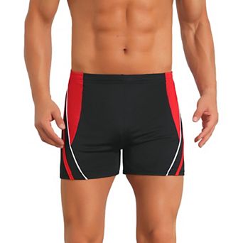 Color Block Swimwear Shorts for Men's Adjustable Drawstring Pool Swimming Shorts