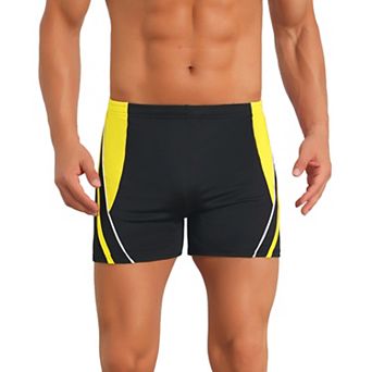 Color Block Swimwear Shorts for Men's Adjustable Drawstring Pool Swimming Shorts