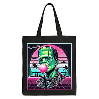 Vaperwave Frankenstein Retro Neon Horror Canvas Tote Bag