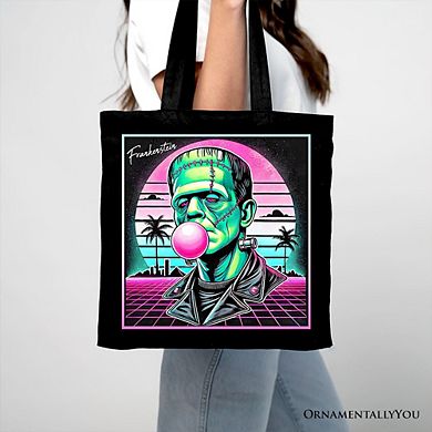 Vaperwave Frankenstein Retro Neon Horror Canvas Tote Bag