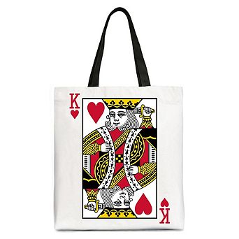 King of Hearts Card Canvas Tote Bag, Classic Retro Love Valentine Gift Bag