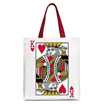 King of Hearts Card Canvas Tote Bag, Classic Retro Love Valentine Gift Bag