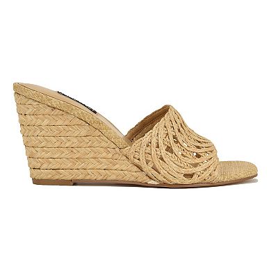 Nine West Nimma Women's Slip-On Wedge Sandals Square Toe