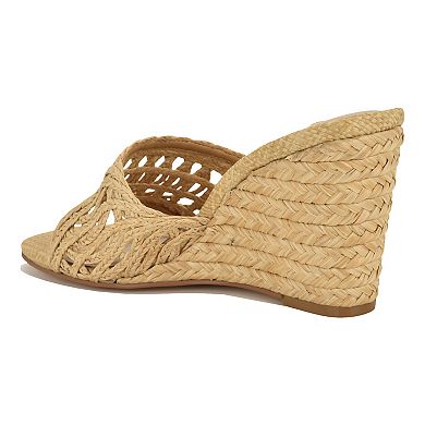 Nine West Nimma Women's Slip-On Wedge Sandals Square Toe