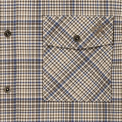 Men's Legendary Whitetails Textured Stretch Woven Plaid Short Sleeve Shirt