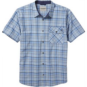 Men's Legendary Whitetails Textured Stretch Woven Plaid Short Sleeve Shirt