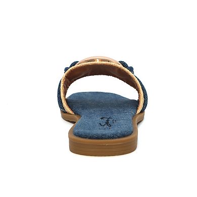 Yoki Orelia-25 Women's Raffia Square Toe Slide Sandals