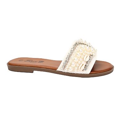 Yoki Prima-03 Women's Rhinestone Slide Sandals
