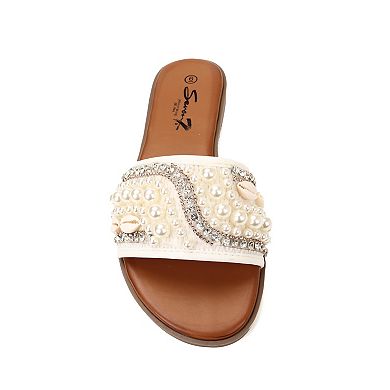 Yoki Prima-03 Women's Rhinestone Slide Sandals