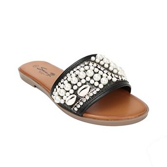 Yoki Prima-03 Women's Rhinestone Slide Sandals