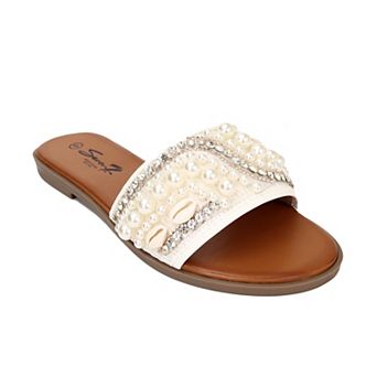 Yoki Prima-03 Women's Rhinestone Slide Sandals
