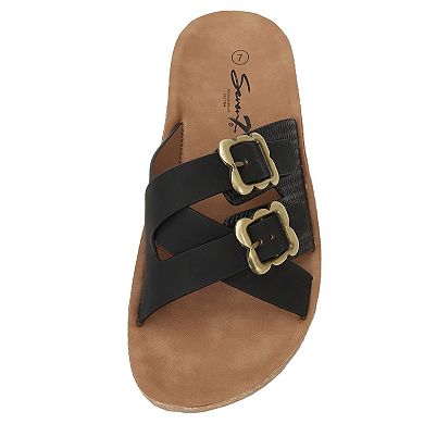 Yoki WLA-05 Women's Slip-On Crossover Double Buckle Sandals