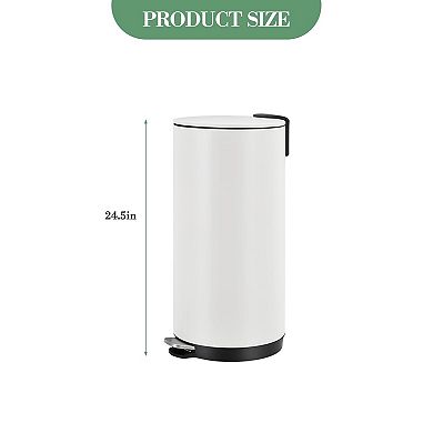 8 Gallon Step Trash Can, Round Bathroom Garbage Can with Lid and Foot Pedal, with Inner Bucket