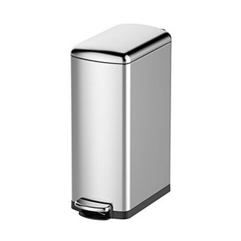 8 Gallon Slim Kitchen Trash Can,Stainless Steel Garbage Can with Inner Wastebasket