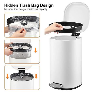 8 Gallon Bathroom Step Trash Can, 30L Square Foot Pedal Garbage Can Without Inner Bucket