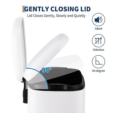 3.2Gal Bathroom Trash Can, Stainless Steel Garbage Can with Removable Inner Bucket,Foot Pedal