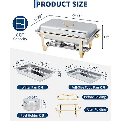 2-Pack 8QT Chafing Dishes for Buffet