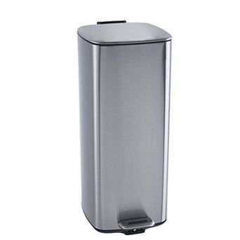 8 Gallon Kitchen Trash Can, Stainless Steel Step-On Garbage Can with Lid and Inner Bucket