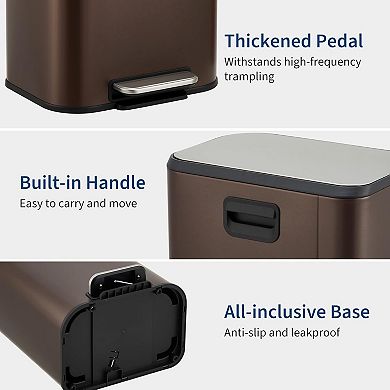 8 Gal Trash Can with Lid,Stainless Steel Garbage Can with Foot Pedal,Removable Inner Bucket