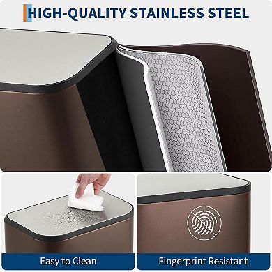 8 Gal Trash Can with Lid,Stainless Steel Garbage Can with Foot Pedal,Removable Inner Bucket