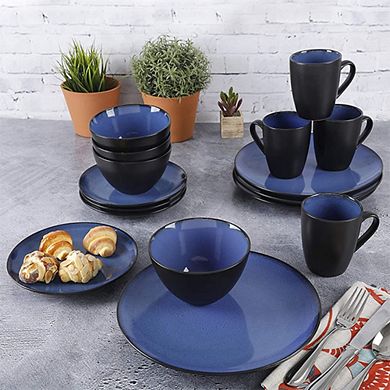 16-Piece Blue Reactive Glaze Crockeries