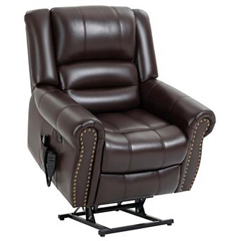 Power Lift Faux Leather Recliner Heat Massage Dual Motor Heavy Duty Motion Mechanism with USB Ports