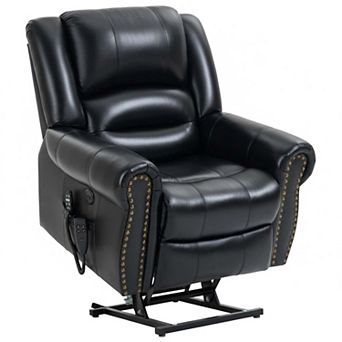 Power Lift Faux Leather Recliner Heat Massage Dual Motor Heavy Duty Motion Mechanism with USB Ports