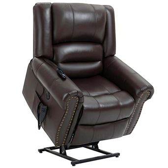 Power Lift Faux Leather Recliner Heat Massage Dual Motor Heavy Duty Motion Mechanism with USB Ports