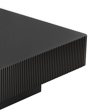 Whisen Square Coffee Table, Minimalist Fluted End Table with 7.1"Thick Tabletop
