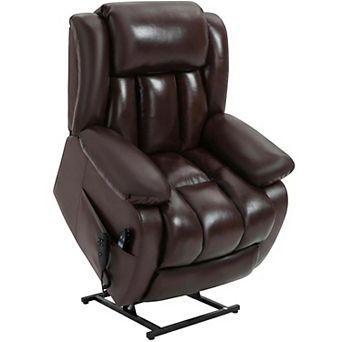 Electric Genuine Leather Power Lift Recliner Chair with 8-Point Vibration Massage and Lumbar Heating