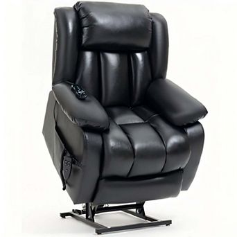 Electric Genuine Leather Power Lift Recliner Chair with 8-Point Vibration Massage and Lumbar Heating