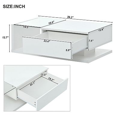 Whisen Modern 2-Tier Coffee Table with Tempered Glass, High-gloss UV Surface