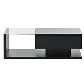 Whisen Modern 2 tier Coffee Table with Tempered Glass, High-gloss UV Surface