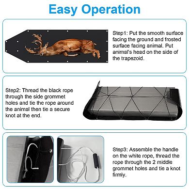 Deer Drag Sled with Handle Hunting Cart Game Hauler with Ropes