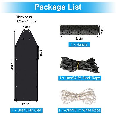 Deer Drag Sled with Handle Hunting Cart Game Hauler with Ropes