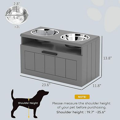 ELEMENT ACE Elevated Pet Feeding Station with Storage Drawer and Dual Stainless Steel Bowls