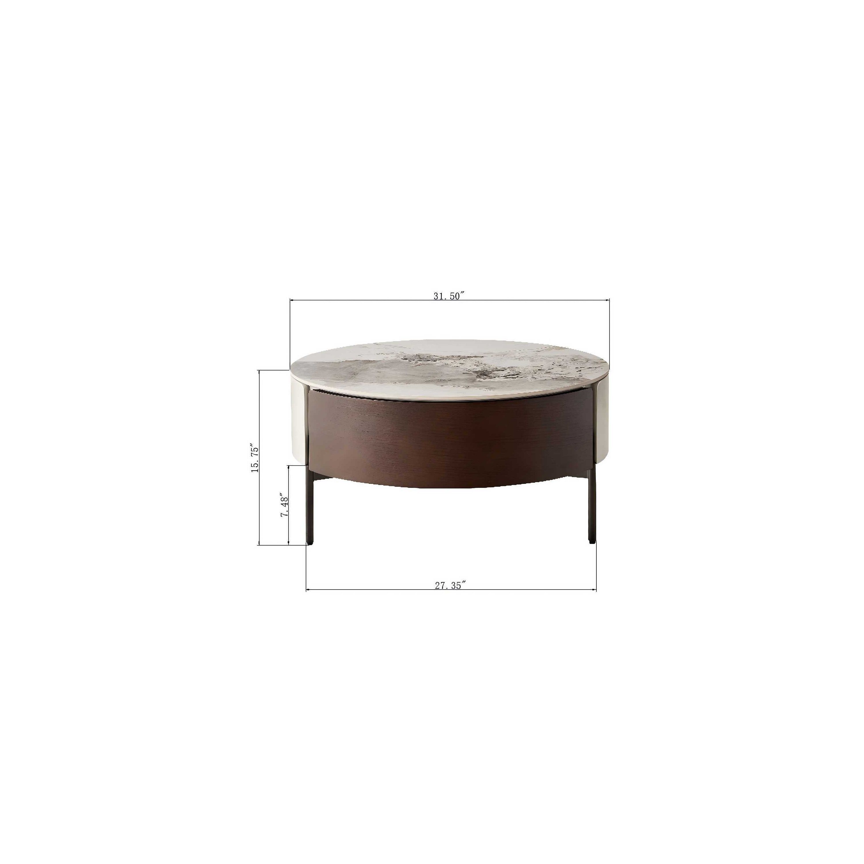 Dimensions of the modern round coffee table.