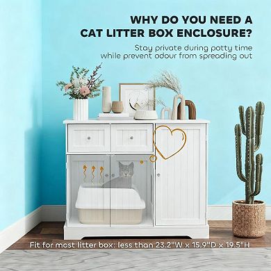 ELEMENT ACE Dual-Purpose Cat Litter Box Enclosure Furniture with Storage Drawers and Cabinet