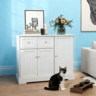 ELEMENT ACE Dual-Purpose Cat Litter Box Enclosure Furniture with Storage Drawers and Cabinet