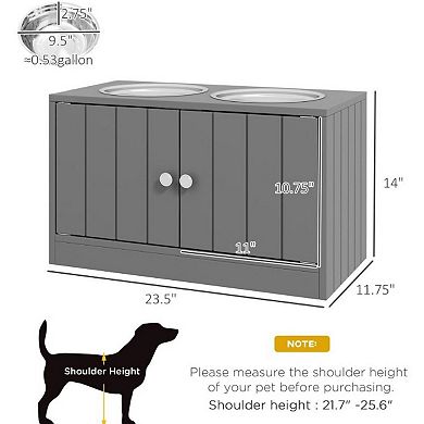 ELEMENT ACE Elevated Pet Feeder Stand with Storage Cabinet and Stainless Steel Bowls