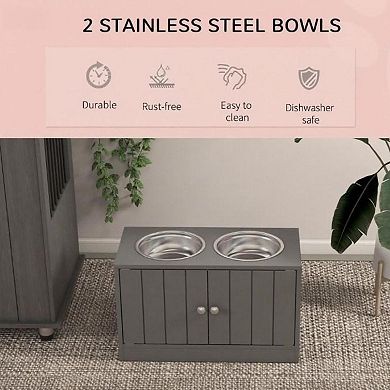 ELEMENT ACE Elevated Pet Feeder Stand with Storage Cabinet and Stainless Steel Bowls