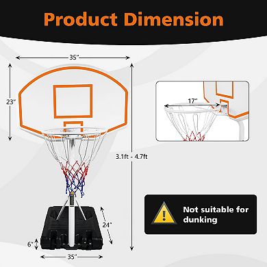 ELEMENT ACE Portable Swimming Pool Basketball Hoop System with Adjustable Height and Backboard