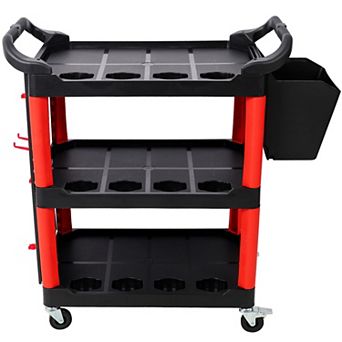 ELEMENT ACE Three Tier Rolling Mobile Utility Cart with Pegboard Panel and Tool Hooks