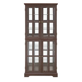 Glass Doors Curio Antique Display Cabinet with Adjustable Shelves
