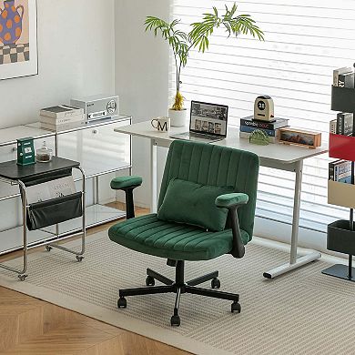 Modern Linen Criss Cross Office Chair with Armrests and Ergonomic Design