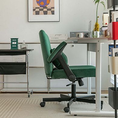 Modern Linen Criss Cross Office Chair with Armrests and Ergonomic Design