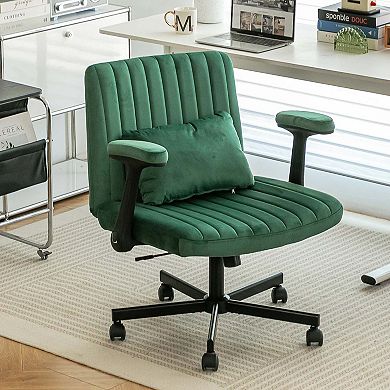 Modern Linen Criss Cross Office Chair with Armrests and Ergonomic Design