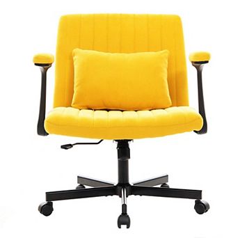 Modern Linen Criss Cross Office Chair with Armrests and Ergonomic Design